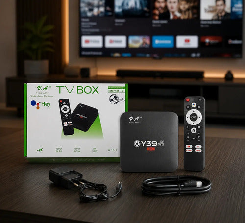 TV Box Y39 Pro 5G 8K Android A16.1 – 4 Núcleos 64 Bits
