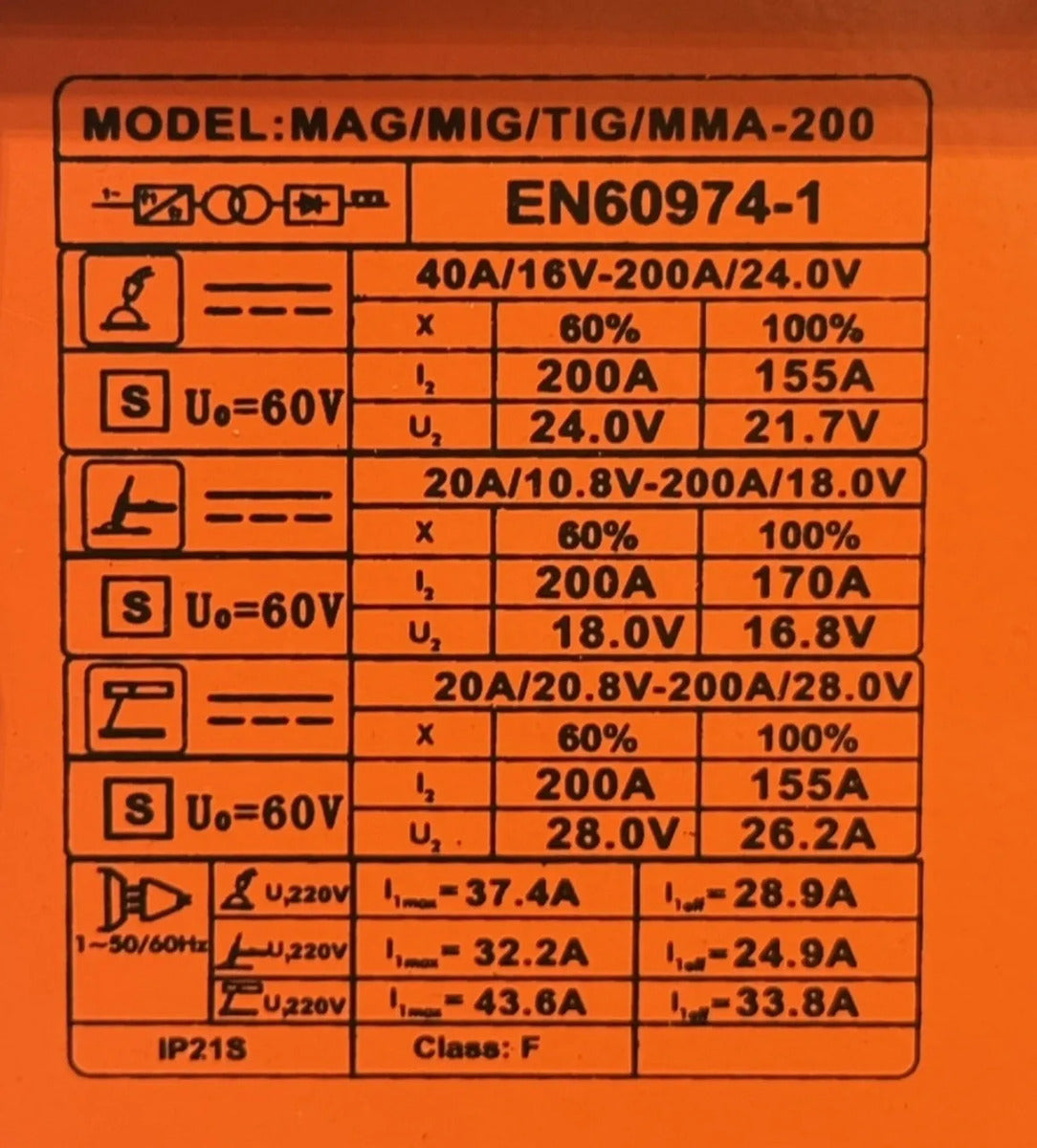 Máquina de Soldar Inverter 4 en 1 MIG/MMA/TIG/MAG 200A