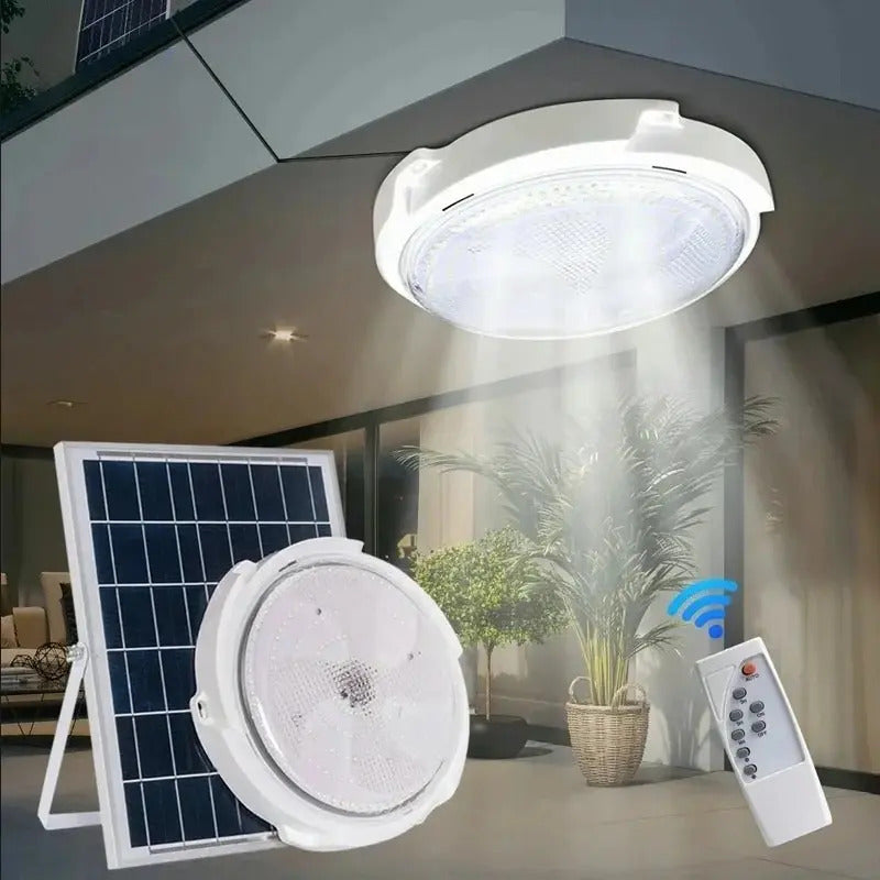 Plafón LED Solar 100W Redondo con Sensor y Control Remoto