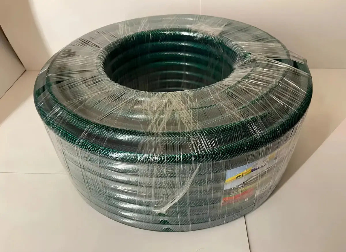 Manguera PVC Reforzada 3/4" con Malla Textil – Rollo 100 Metros, 8 Bar, Verde Oscuro