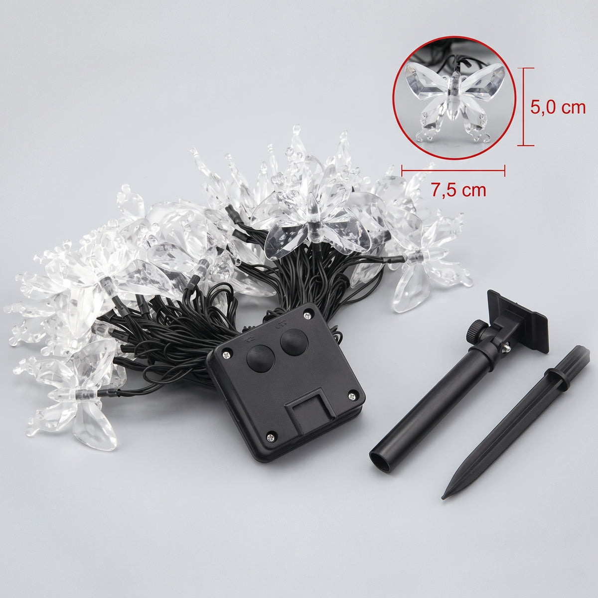 Guirnalda Solar LED Mariposa 50 LEDs 5m – Luz Cálida