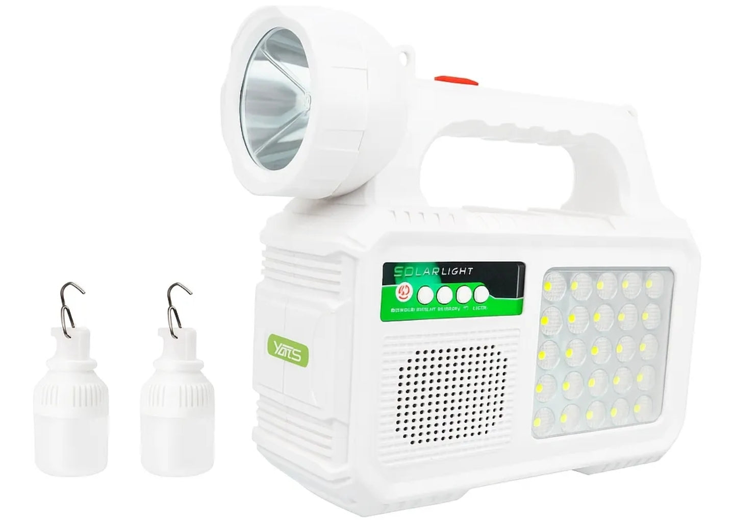 Kit Solar Emergencia Recargable con Linterna LED, Radio FM, Bluetooth y 2 Ampolletas