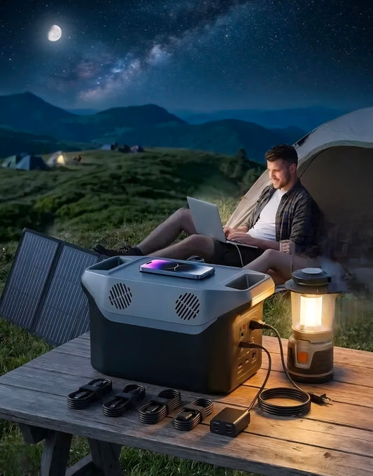 Estación de Energía Portátil 1500W 896Wh LiFePO4 – Generador Solar para Camping y Hogar