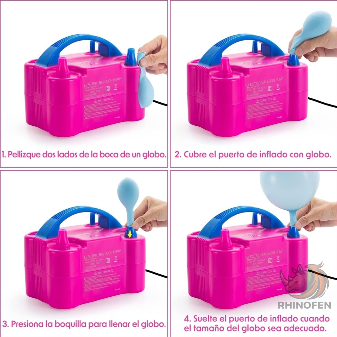 Inflador Eléctrico de Globos 600W con 2 Boquillas – Inflado Rápido