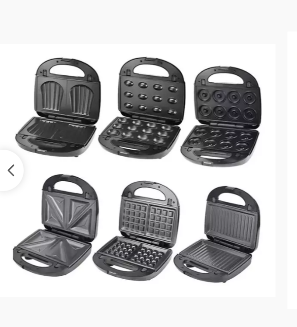 Sandwichera Eléctrica 6 en 1 Antiadherente – Waffles, Donas, Tostadas y Más