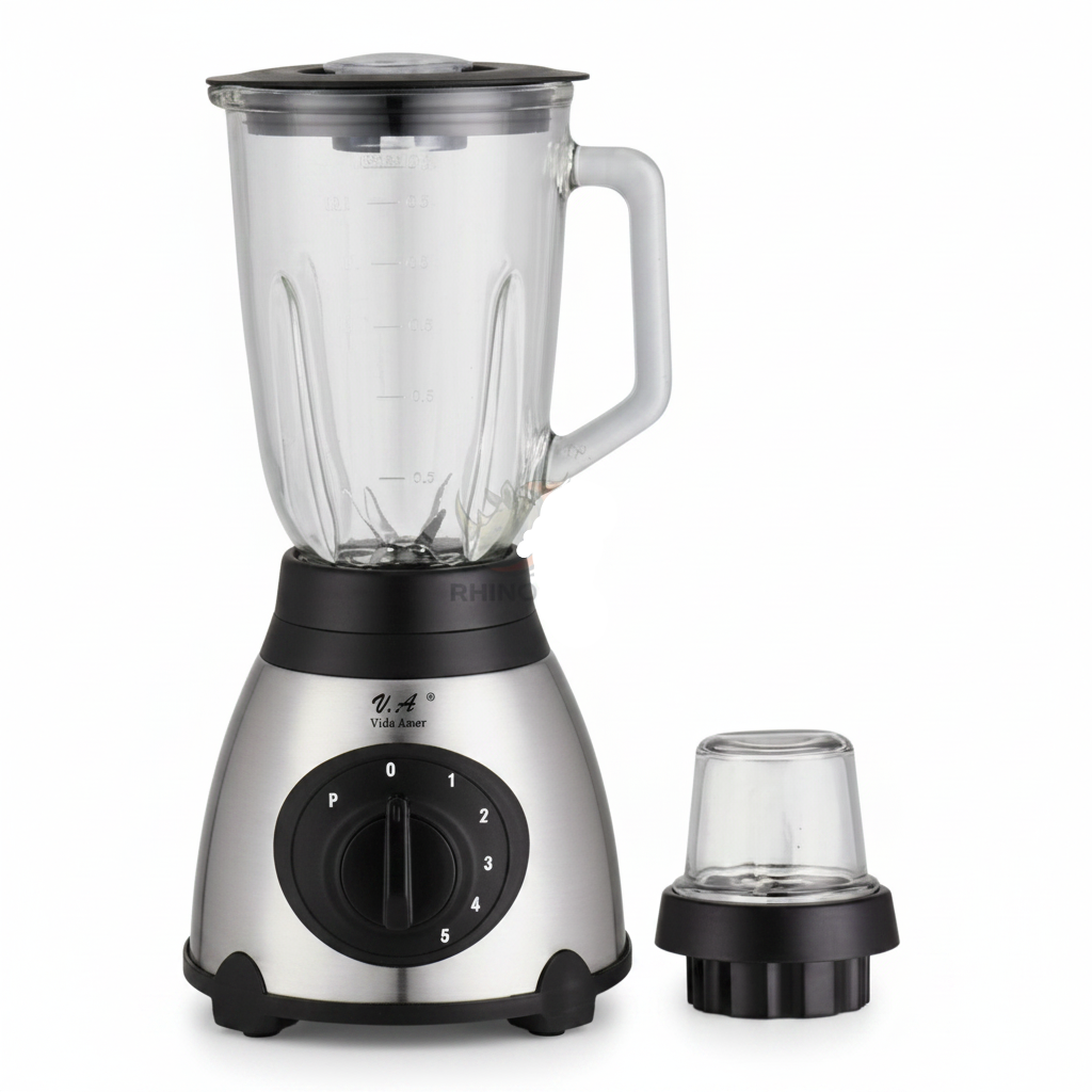 Licuadora 2 en 1 con Picador 850W – Vaso de Vidrio 1.5L + Procesador 300ml