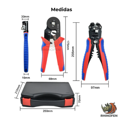 Kit Crimpado Virolas 5 en 1 con Pelacables y 1.200 Terminales AWG10-24