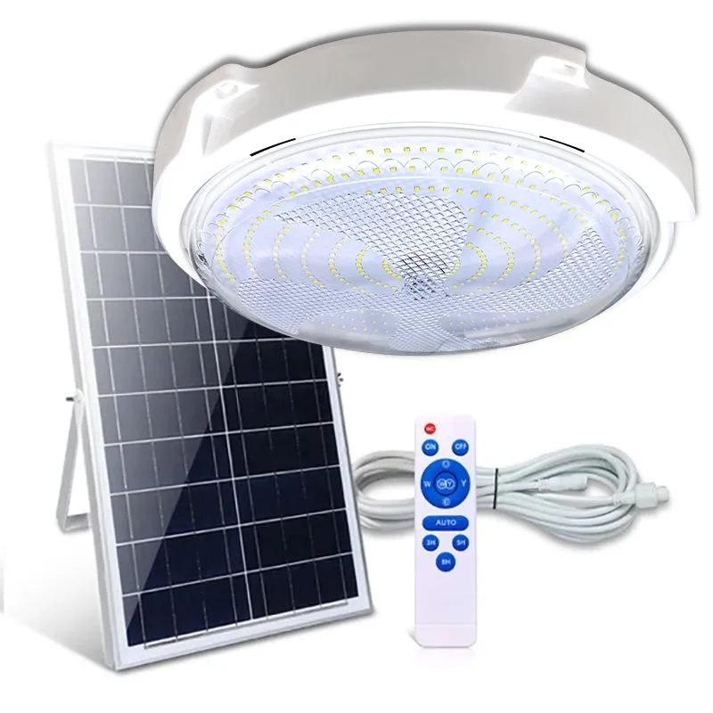 Lámpara LED Plafón Solar 1500W Luz Dual 3500K+7500K – Panel Solar + Control Remoto