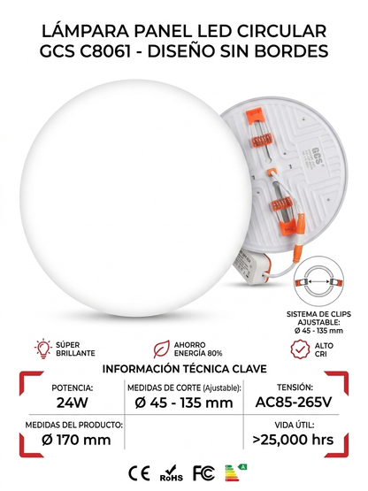 2 Focos Embutidos Led 24w Adaptable Redondo Luz Blanca Fria