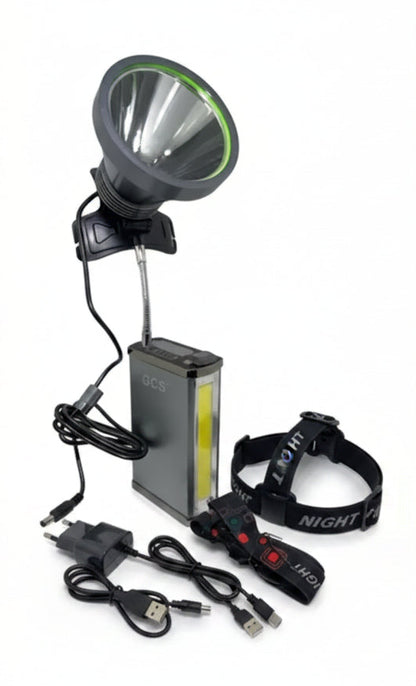 Foco Minero LED 1200W Recargable 26000mAh Largo Alcance 500m
