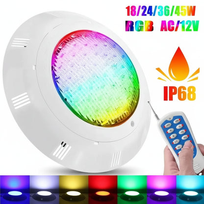 Foco LED Subacuático Piscina RGB 24W Mando Multicolor IP68