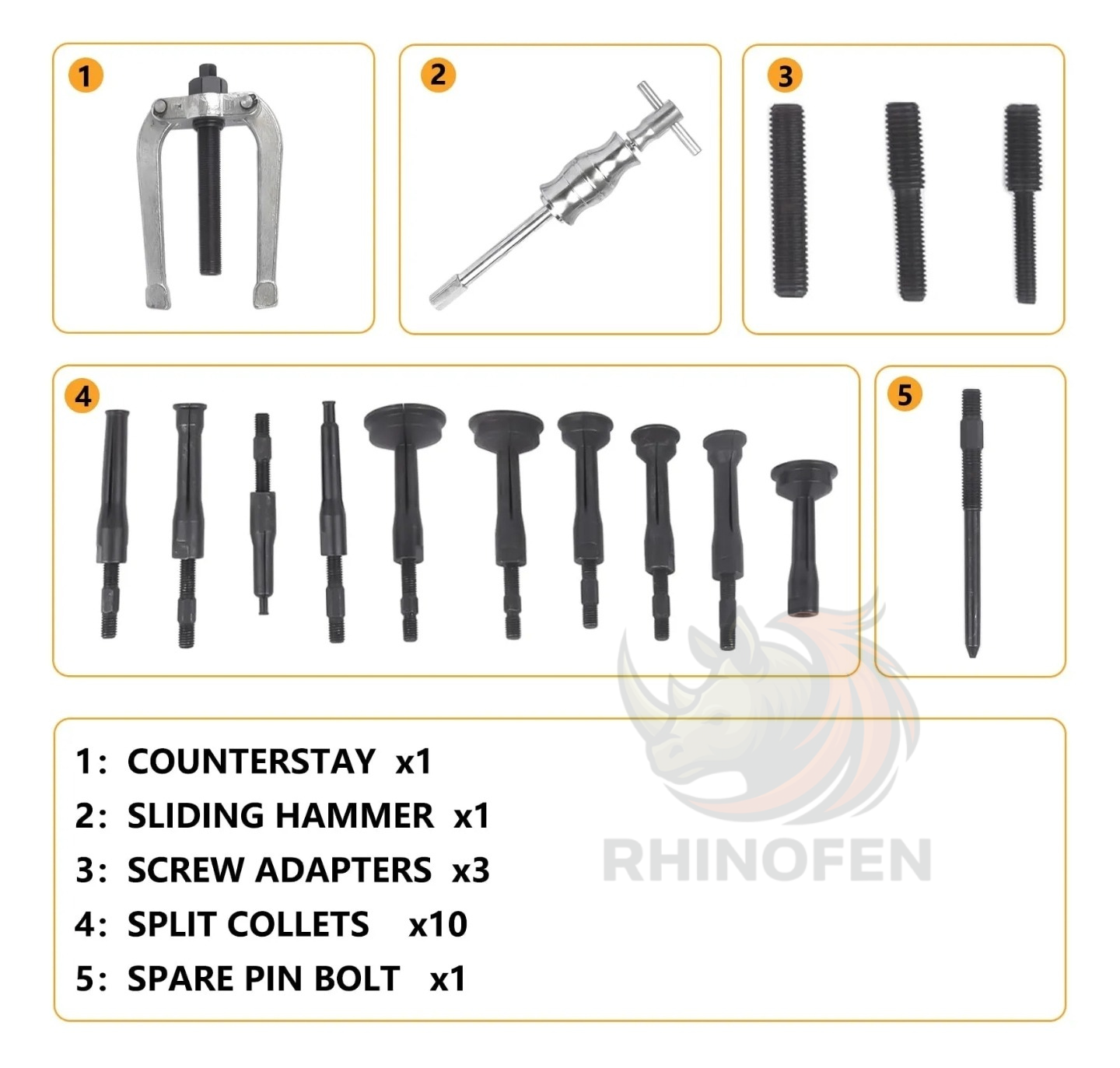 Kit Extractor de Rodamientos Internos 16 Piezas con Maletín Acero Alta Resistencia