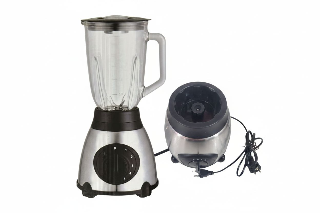 Licuadora 2 en 1 con Picador 850W – Vaso de Vidrio 1.5L + Procesador 300ml