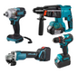 Kit 4 Herramientas Inalámbricas Brushless con 2 Baterías y Cargador