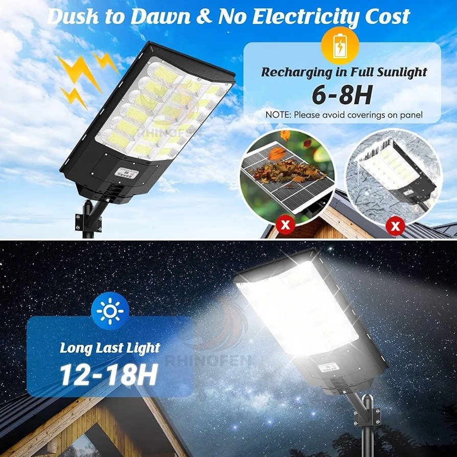 Foco Solar LED 1000W con Sensor de Movimiento y Control Remoto – IP65 Exterior