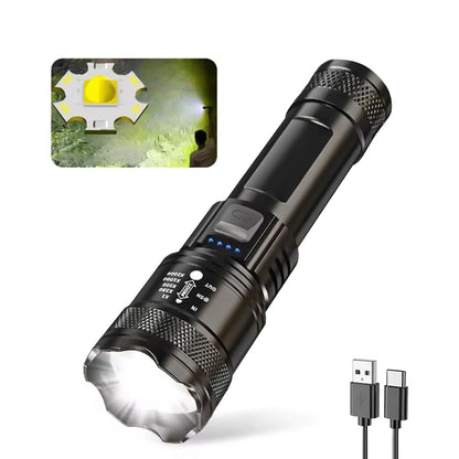Linterna Telescópica Recargable USB con Zoom y 3 Modos de Luz – Resistente al Agua