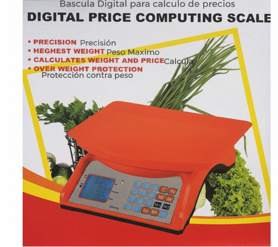 Balanza Digital Comercial 40kg color Naranja