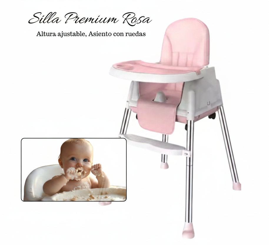 Silla para comer Multifuncional Altura ajustable rosa