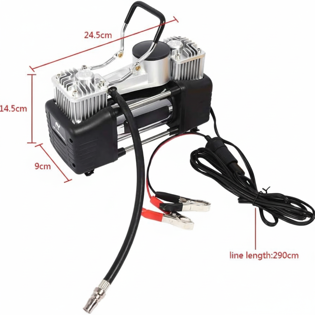 Compresor de Aire para Auto 12V Doble Cilindro