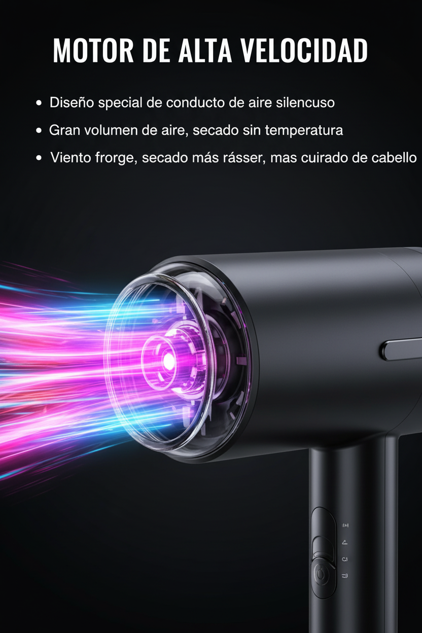 Secador Iónico Tipo Supersonic con Difusor y Boquillas