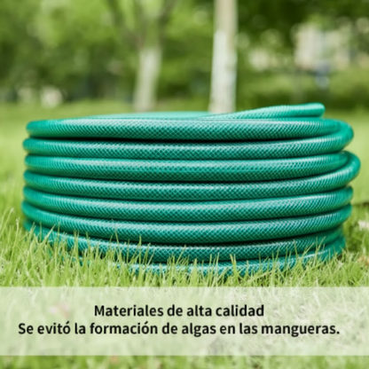 Manguera de Jardín Reforzada 50m 1/2" Triple Capa PVC Anti-UV Verde