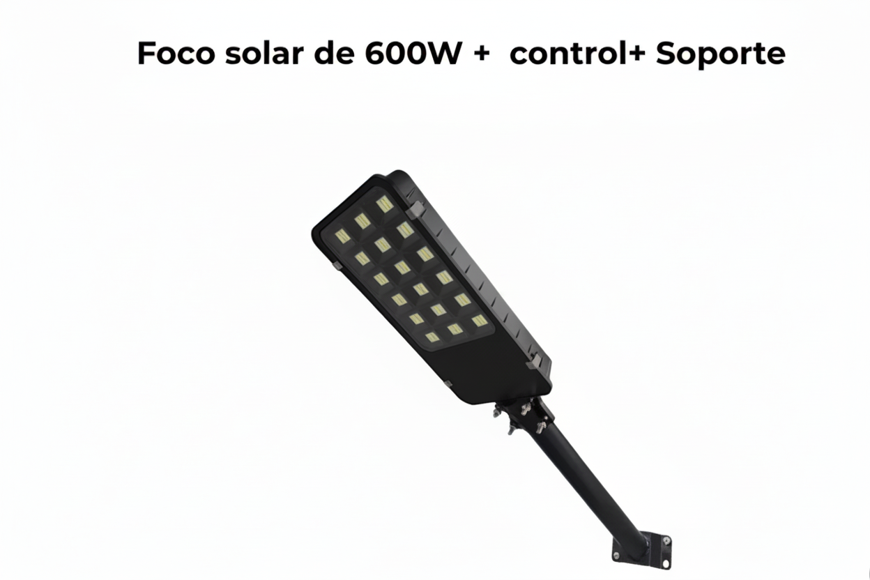 Foco LED Solar 600W IP66 con Sensor de Movimiento, Control Remoto y Soporte