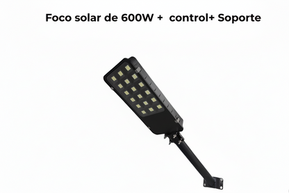 Foco LED Solar 600W IP66 con Sensor de Movimiento, Control Remoto y Soporte