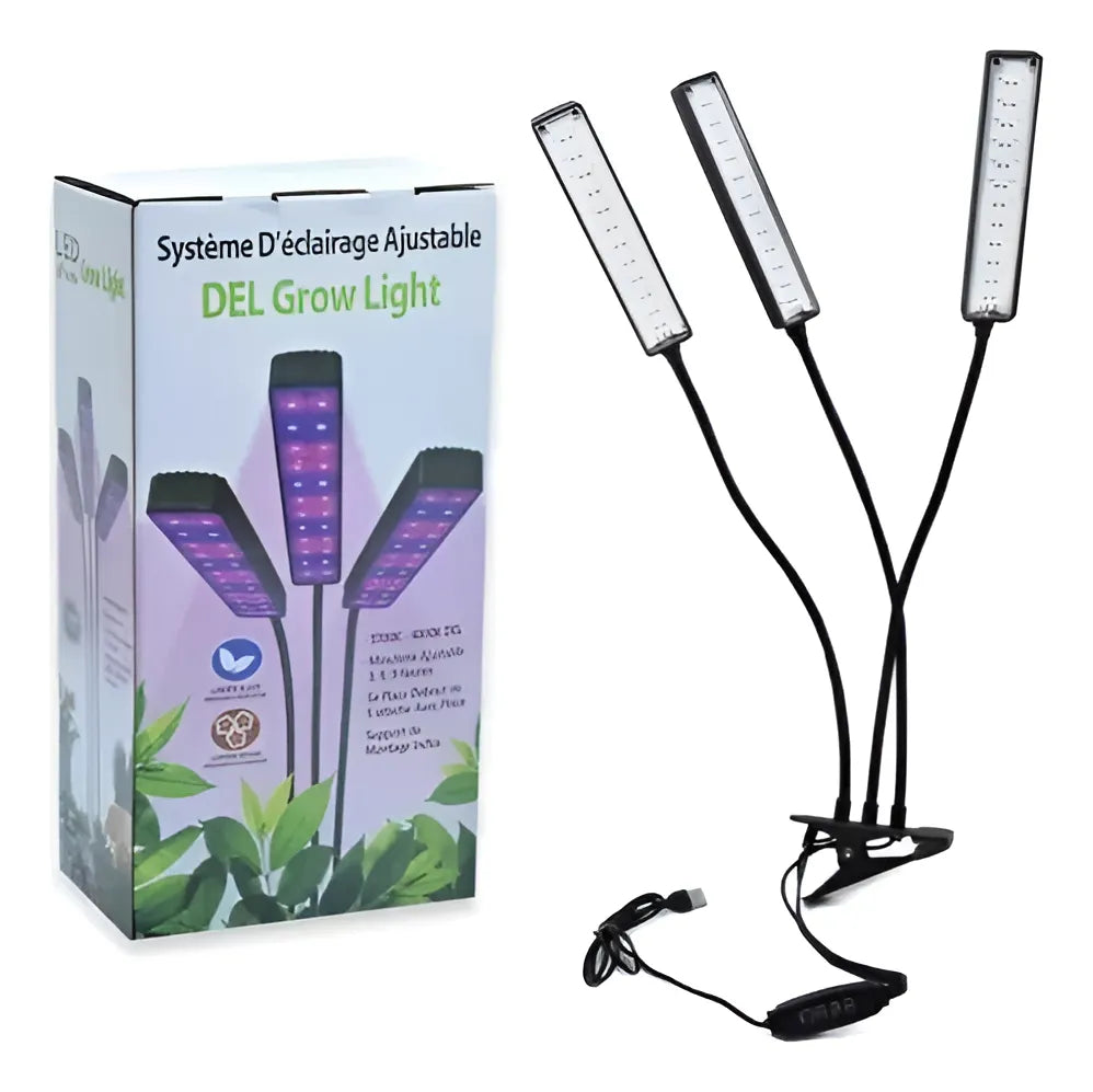 Lámpara de Cultivo Indoor LED UV 3 Alas Plegables para Plantas de Interior