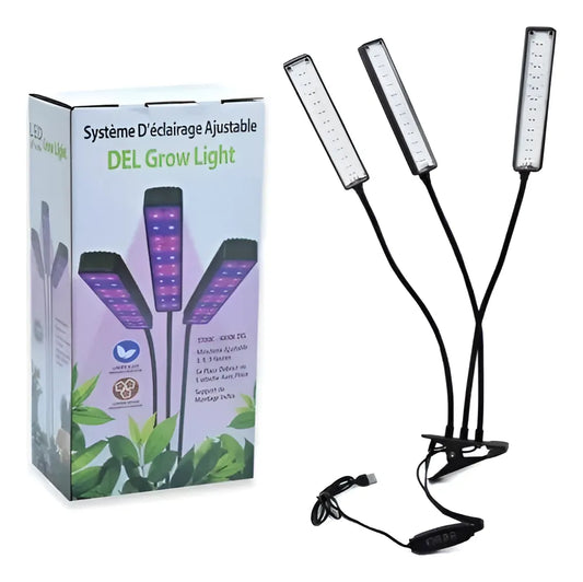 Lámpara de Cultivo Indoor LED UV 3 Alas Plegables para Plantas de Interior