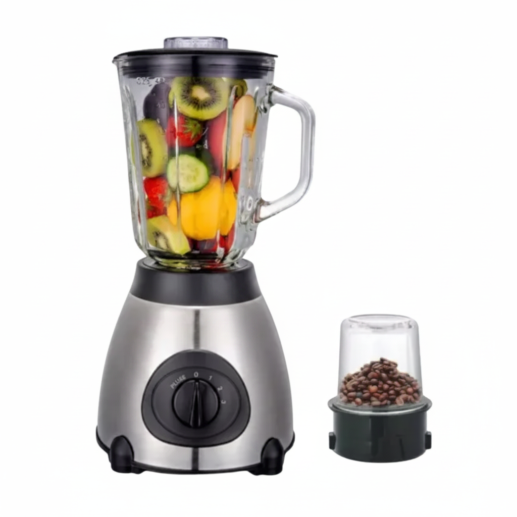 Licuadora 2 en 1 con Picador 850W – Vaso de Vidrio 1.5L + Procesador 300ml