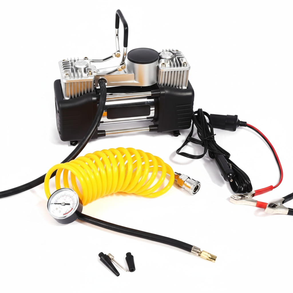 Compresor de Aire para Auto 12V Doble Cilindro