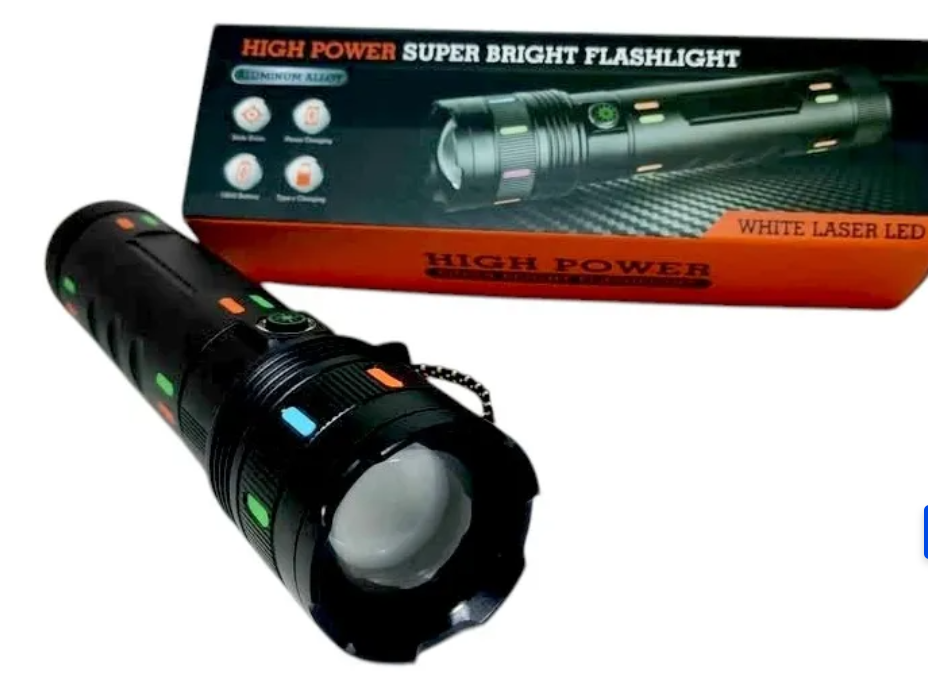 Linterna Táctica LED Recargable USB con Zoom y Power Bank – 5 Modos