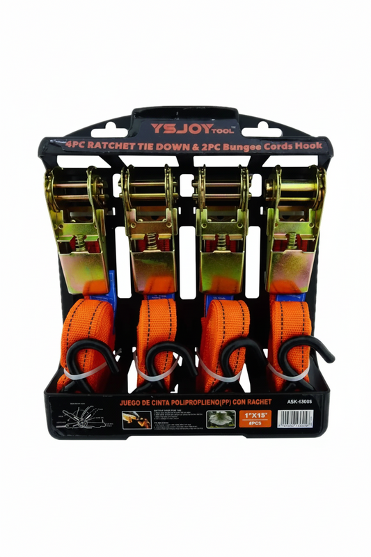 Set Kit Juego Eslinga Cinta Amarre Ratchet 4 Piezas