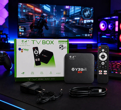 TV Box Y39 Pro 5G 8K Android A16.1 – 4 Núcleos 64 Bits