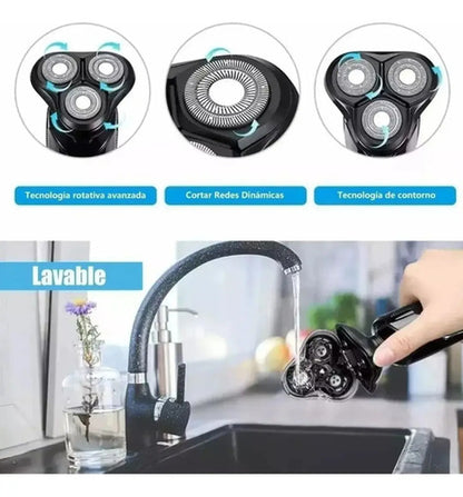 Afeitadora Portátil Eléctrica 3 en 1 Recargable 9D Shaver – Barba, Patillas y Nariz
