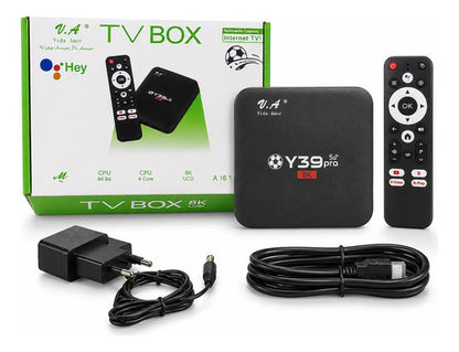 TV Box Y39 Pro 5G 8K Android A16.1 – 4 Núcleos 64 Bits