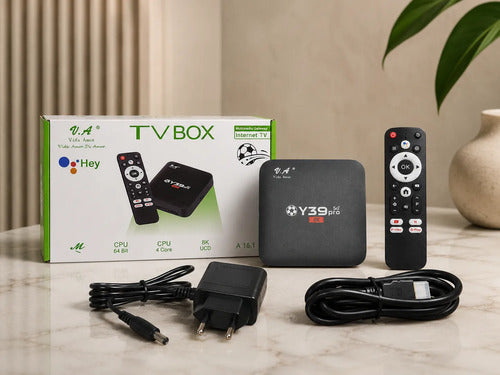 TV Box Y39 Pro 5G 8K Android A16.1 – 4 Núcleos 64 Bits