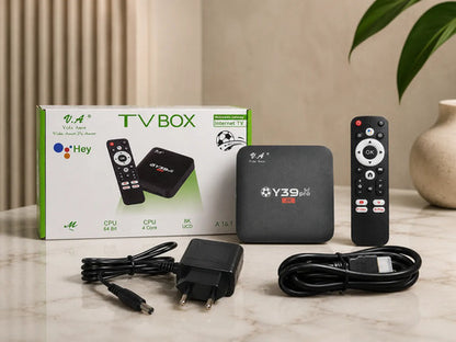 TV Box Y39 Pro 5G 8K Android A16.1 – 4 Núcleos 64 Bits