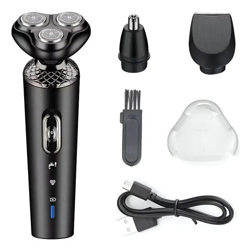 Afeitadora Portátil Eléctrica 3 en 1 Recargable 9D Shaver – Barba, Patillas y Nariz