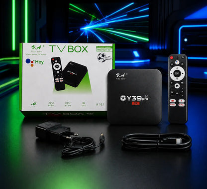 TV Box Y39 Pro 5G 8K Android A16.1 – 4 Núcleos 64 Bits
