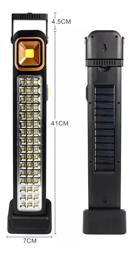 Lámpara LED Solar de Emergencia 48 LED + COB – Recargable 3600mAh, Encendido Automático