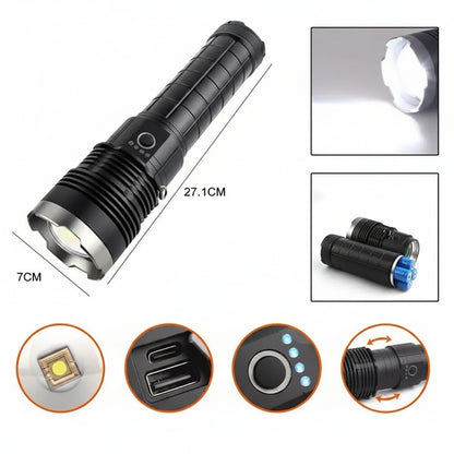 Linterna Led Grande Potente Zoom Ajustable + Power Bank