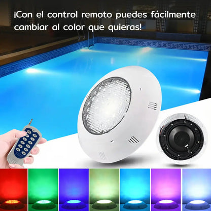 Foco Led Para Piscina Con 7 Luces De Colores 12w Colores Rgb Sumergible Con Control Remoto Ip68