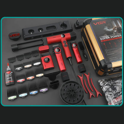 Combo Peluquero Vgr Kit 4 En 1 Cortadora Trimmer Y Secador