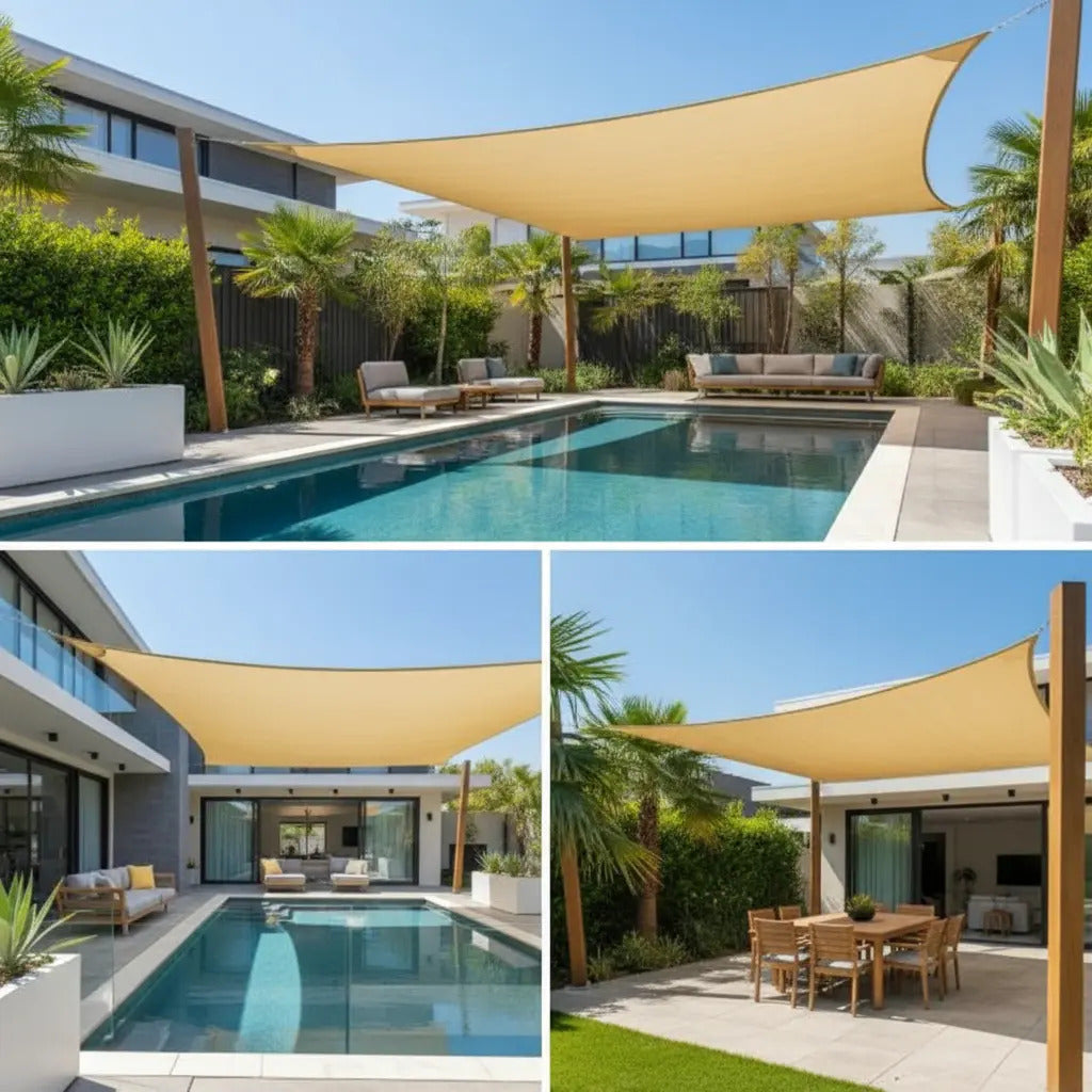 Toldo Vela Malla Raschell 2x5m Color Cafe Claro