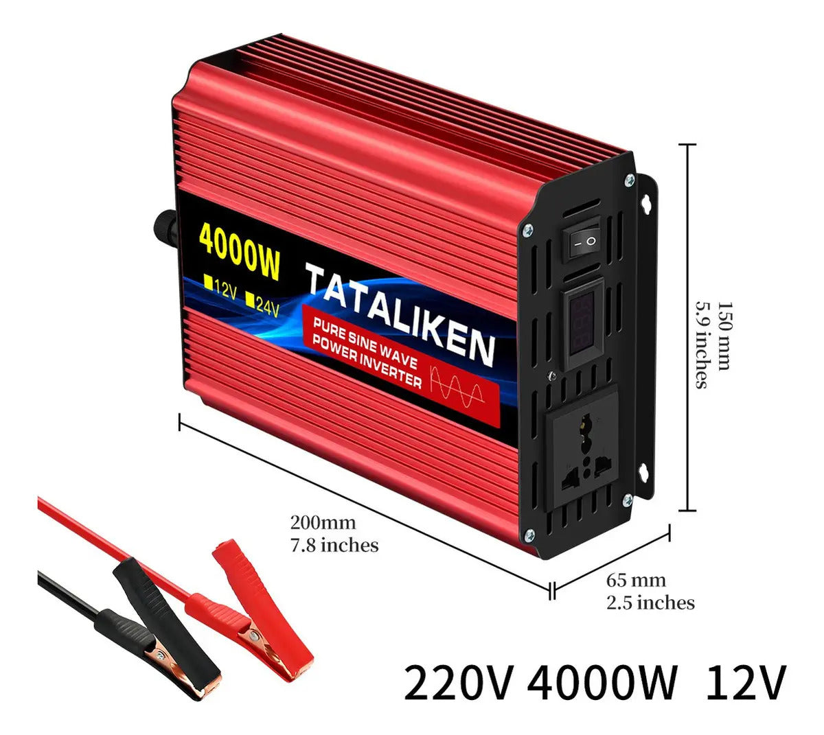 Inversor Onda Sinusoidal Pura 4000W 12V a 220V – 1200W Continuos, Eficiencia 93%