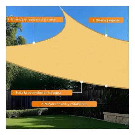 Toldo Vela Malla Raschell 2x5m Color Cafe Claro