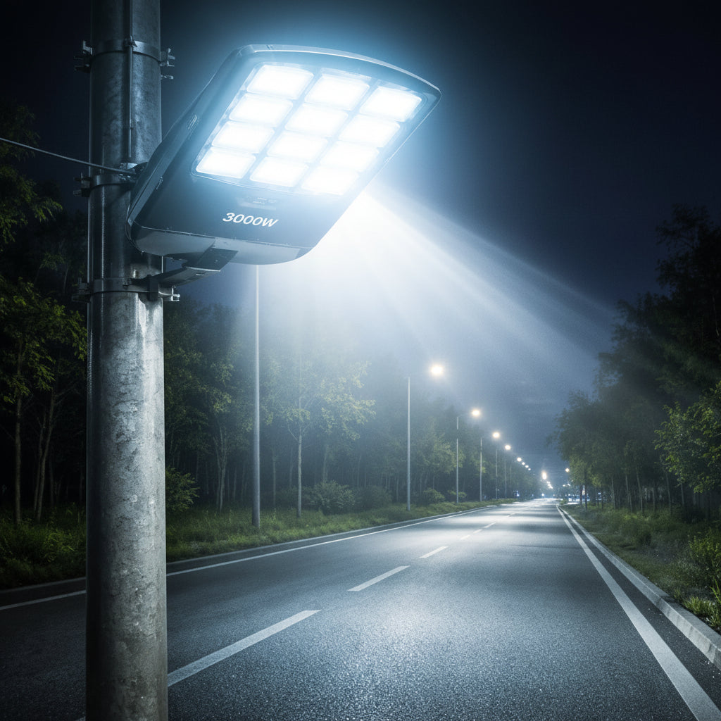 Foco Solar LED 3000W con Poste Luz Blanca Exterior C8483