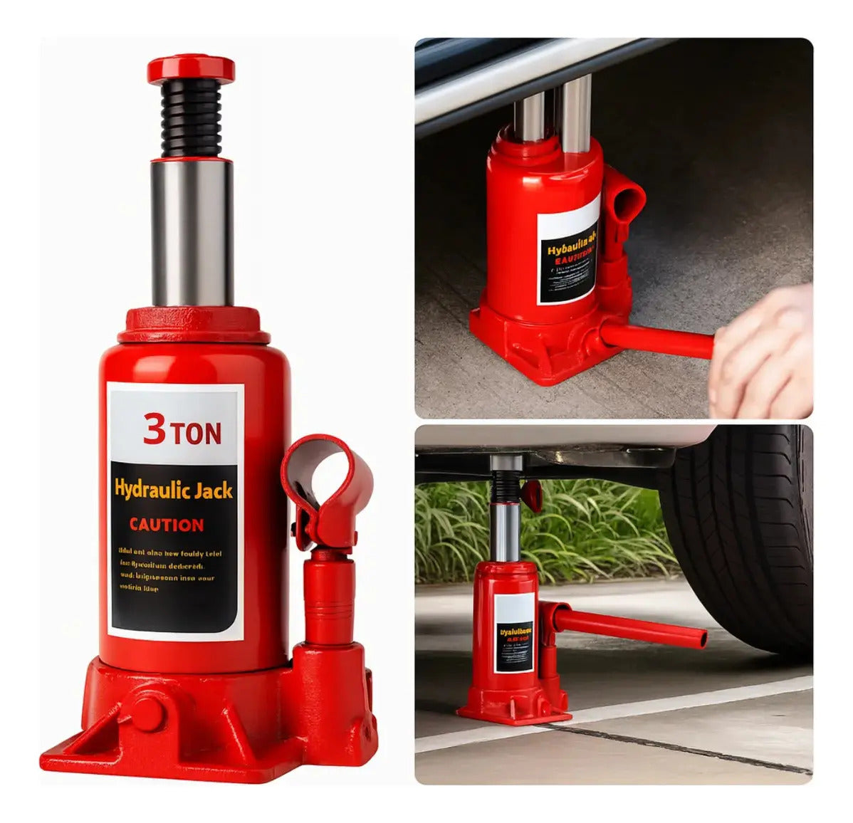 Gata Hidráulica Tipo Botella 3 Ton | Acero 32.5cm