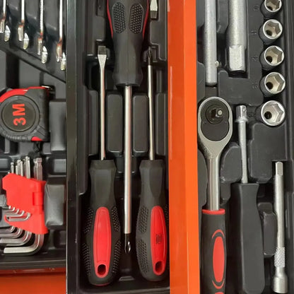 Set Caja Herramientas 168 Piezas Metálica con Dados, Llaves y Alicates